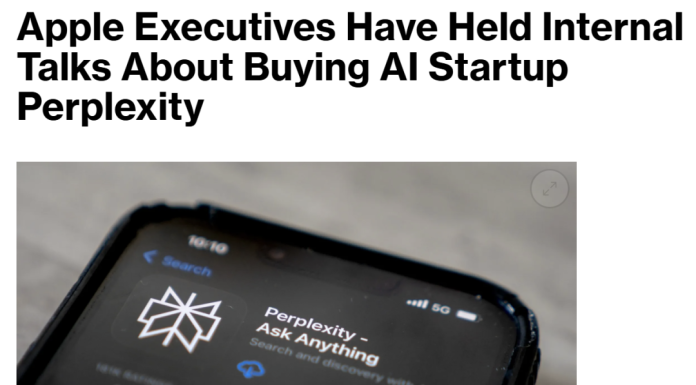 外媒:苹果内部讨论买Perplexity,140亿美元史上最大收购?